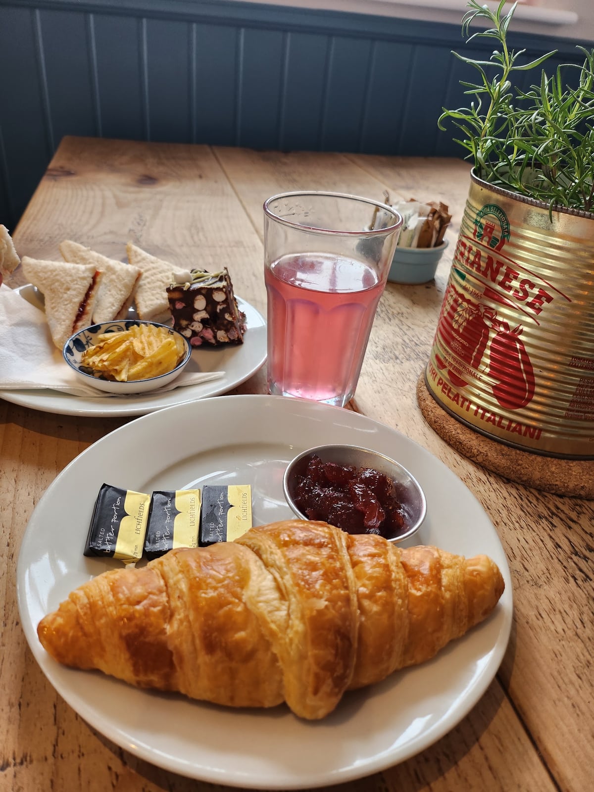 Pastry and a small sandwich plate at the café